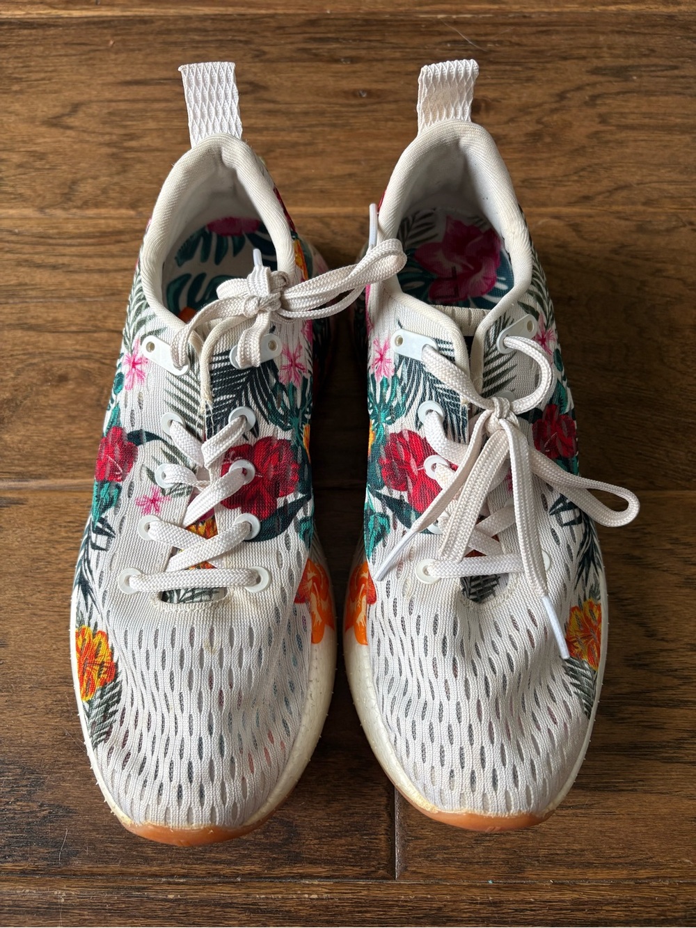 NOBULL White Sneakers with Tropical Floral Print